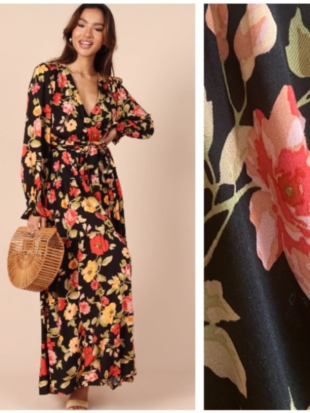 Petal and Pup Black Floral Ruana Maxi Dress 4